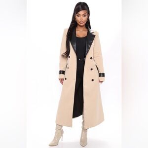 Fashion Nova Beige and Black Trench Coat